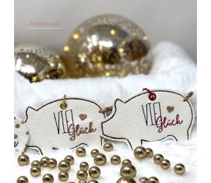 Stickserie ITH - Anhänger Glücksschwein Schwein